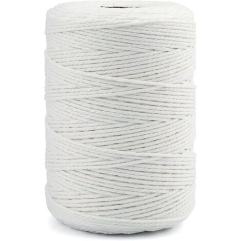 Makramee-Baumwollkordel, weiße Schnur, 2 mm x 200 m, für Bastelarbeiten, Kochen, Fleischbinden und Verpackungen