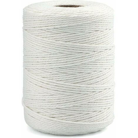 Makramee-Garn 1 mm, 400 m Baumwollseil, natürliches Makramee-Baumwollgarn, Zwirn, geflochtenes Seil zum Selbermachen, für Traumfänger, Wandbehang, Pflanzenaufhänger, Bastelgeschenk, Dekoration, weiß