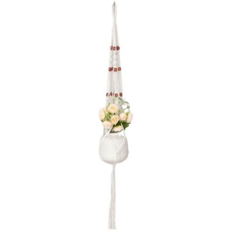Makramee-Hängeampel mit Windspiel – Stabiler Hängeblumentopf für Zimmer- und Gartenpflanzen