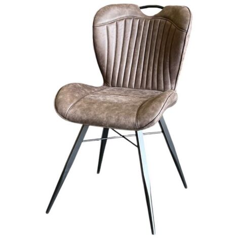 Mala Dining Fabric Chair with Metal Legs (Set of 2) - Brown/Black - Assembly Required