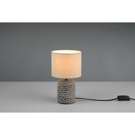 Malu lampada da tavolo in ceramica con paralume beige h. 26cm Moderno E14