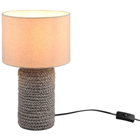 MALA LAMPADA DA TAVOLO CERAMICA MARRONE PARALUME BEIGE H.38CM 1 LUCE ATTACCO E27