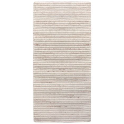 MALAG - Tapis de couloir Laine et Coton Touffeté à la Main 80x180 cm Beige