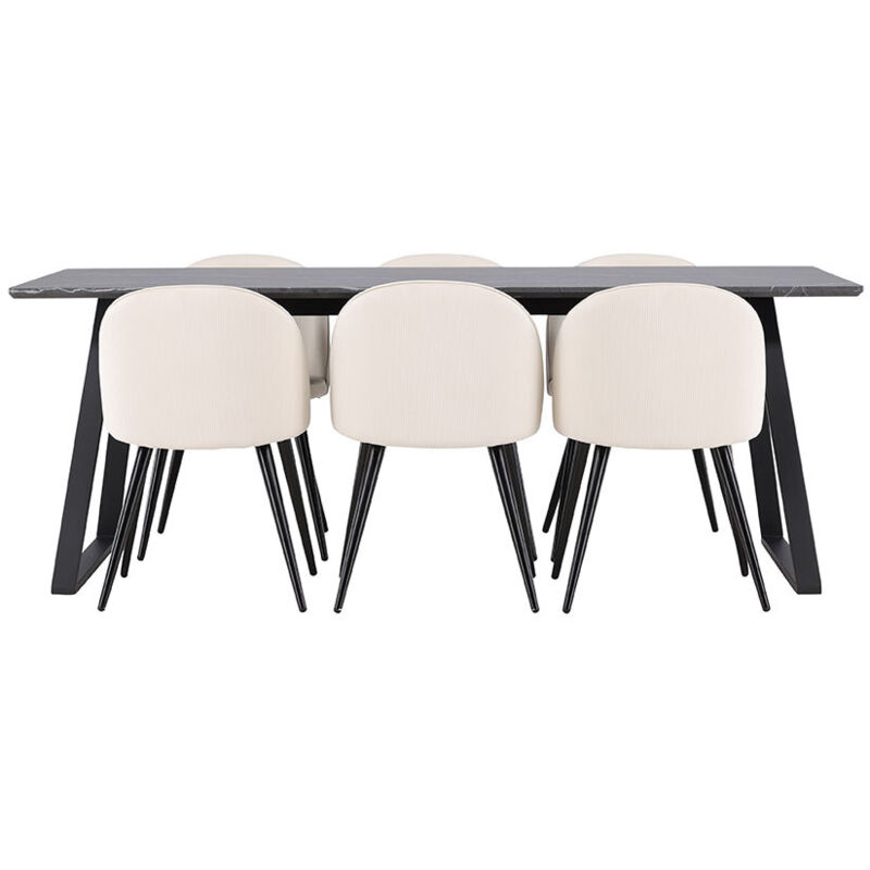 Ebuy24 Malaga Essgruppe Esstisch 90x200cm Dunkel Grau Und 6 Skagen Stuhl Samt Beige.