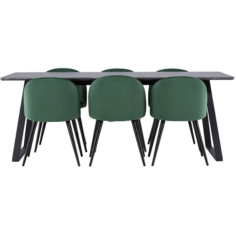 Ebuy24 Malaga Essgruppe Esstisch 90x200cm Dunkel Grau Und 6 Skagen Stuhl Velour Grün.