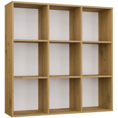 MALAX - Étagère cubique avec fond intégré – Chêne artisan – 9 compartiments