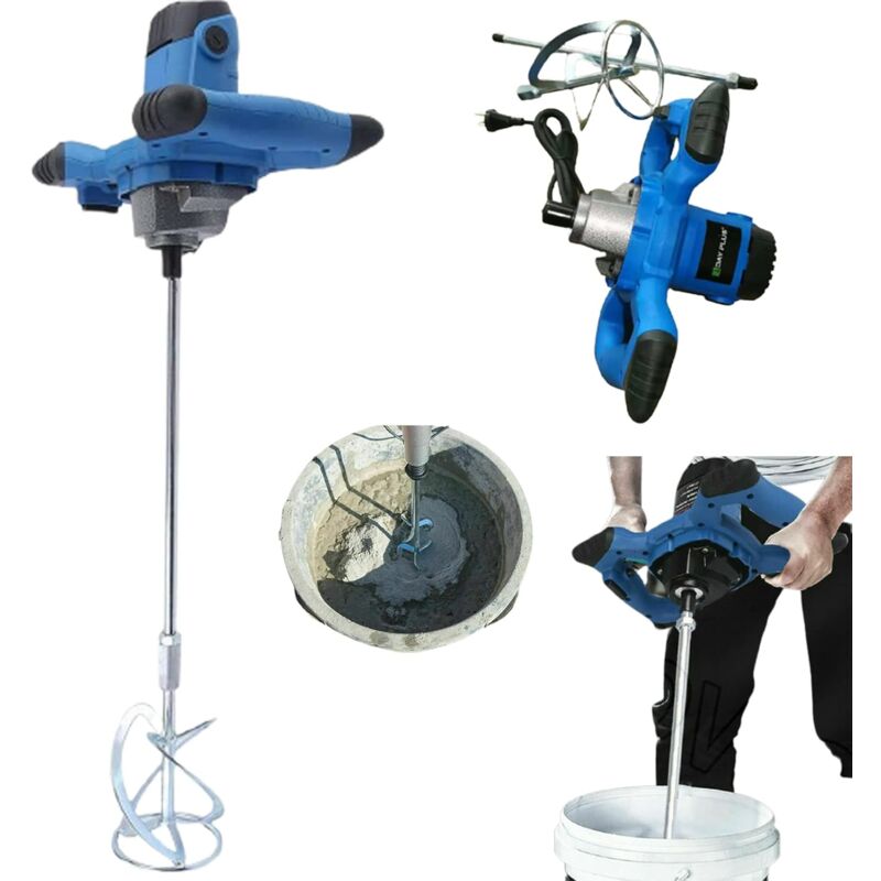 Malaxeur à mortier 2600 W avec filetage M14, engrenage métallique à 6 vitesses, démarrage progressif, régulation électronique de la vitesse, grand
