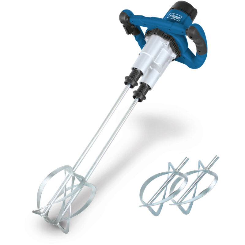 Scheppach - Malaxeur double turbine PM1800D – Mélangeur à main – Puissance 1800 w – Emmanchement M14 – 790 min-1 – 2 vitesses – Poignées ergonomiques