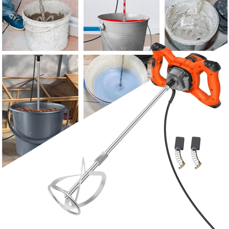 Malaxeur Électrique 2600W Mélangeur de Ciment à 6 Vitesses Mélangeur de Plâtre Mélangeur de Peinture Malaxeur Mortier Colle,pour Mélanger le