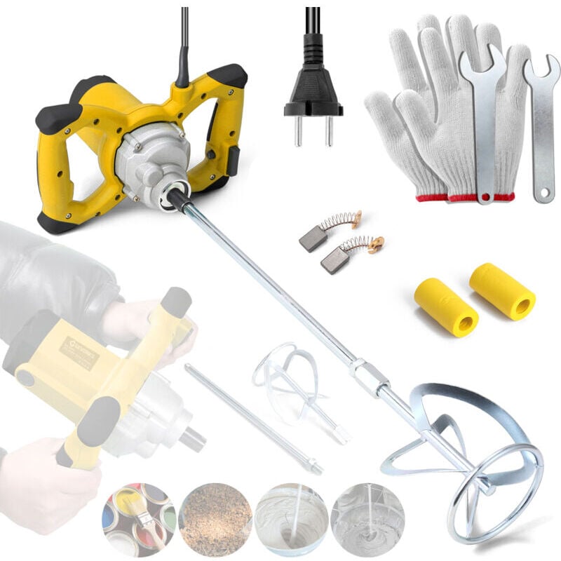 Malaxeur Mortier Colle 2100 W, Malaxeur Beton 220V, Melangeur Beton Avec 6 Vitesses, Betonniere Électrique, Idéal Pour Mélanger les Aliments, le