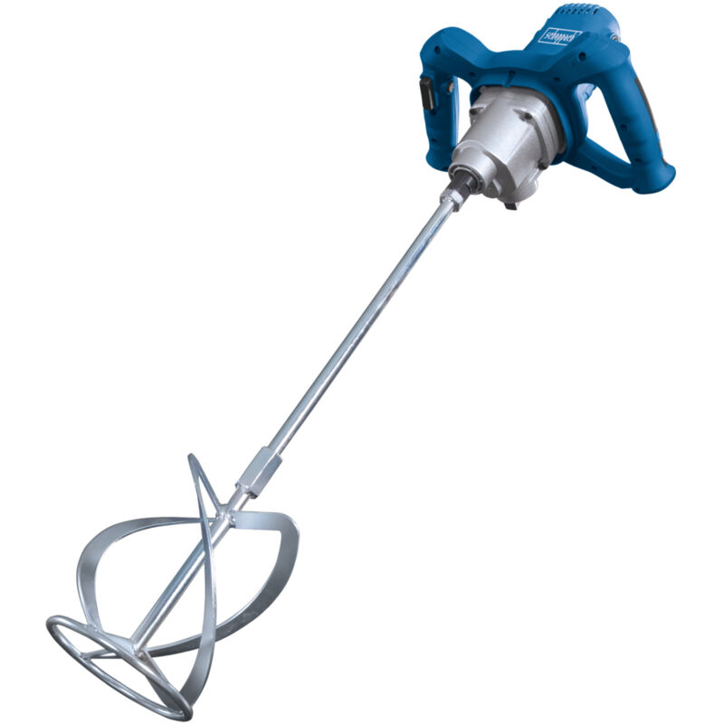 Scheppach Malaxeur PM1600 - Mélangeur à main - 1600 W - Longueur de la tige 550 mm - Emmanchement M14 - Poignées ergonomiques - Turbines incluses