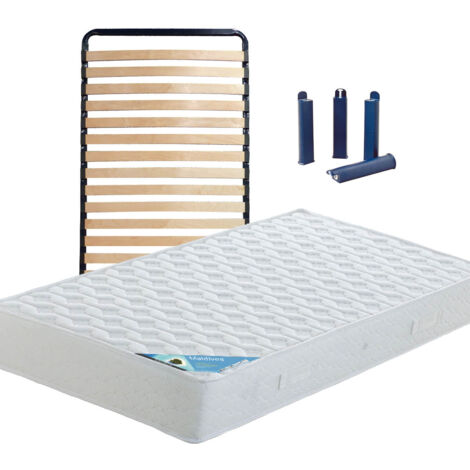 MALDIVES - Pack Matelas + Lattes 90x190 + Pieds
