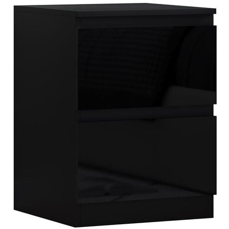 IQGB Maldon 2 Drawer Bedside Cabinet - Black Gloss Drawer Fronts