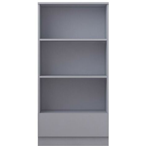 IQGB Maldon Matt Grey Bookcase. 3 Open Shelves. Bottom Drawer. 120cm tall.