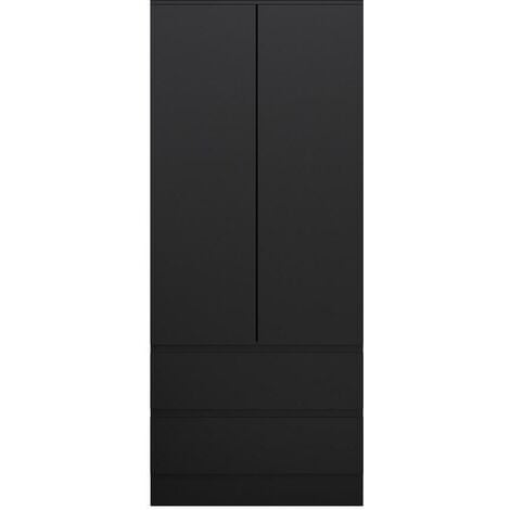 IQGB Maldon Modern 2 Door 2 Large Drawer Combination Wardrobe - Matt Black