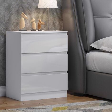 IQGB Maldon Modern 3 Drawer Chest of Drawers - White Gloss