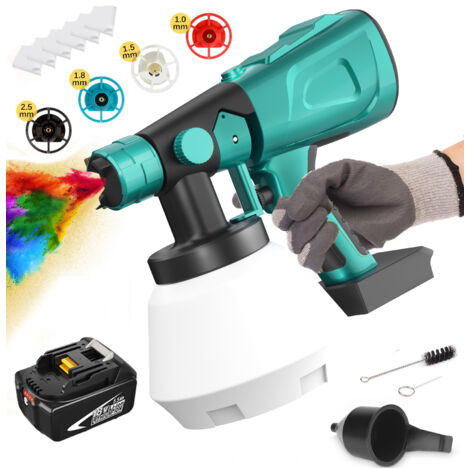 Malenpistolen, 1l Schmerz Elektrische Farbe Elektrische Malmalerei Lackiermalmalmalmalerei mit 4 Filter, 1x5,5A Akku (kein Ladegerät), kompatibel mit der Makita -Batterie