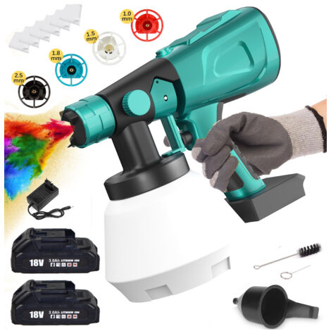 Malenpistolen, 1l Schmerz Elektrischer Hand Handfarbe Farbe Lackiermalmals Wandmaler Maler Maler mit 4 Filter, 2x3.0a Batterie, 1 Ladegerät, kompatibel mit Makita -Batterie
