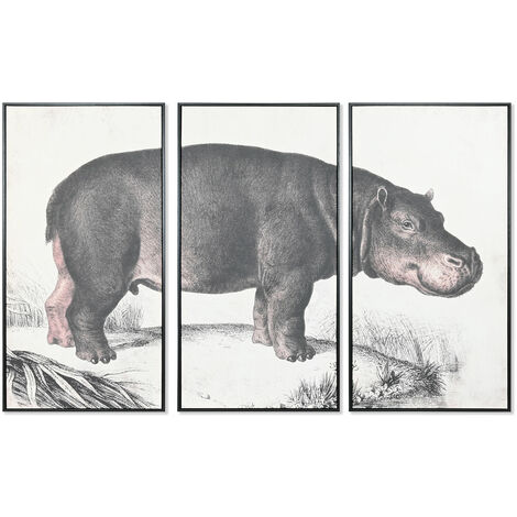Malerei Set 3 PS Canvas 180x4x120 Hippopotamo PS Material Mehrfarbige Farbfamilienfotos Details
