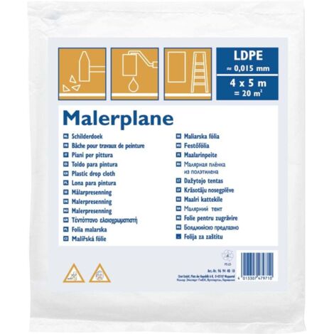 Malerplane LDPE 15 my 4 x 5 m Abdeckplane Schutzfolie Schutzplane Gewebeplane