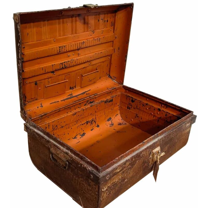 Wanderlust Deco - Maleta de metal marrón 60x40x28