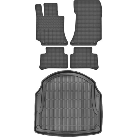 Maletero MAX-MAT 911212 + Alfombrillas MOTOHOBBY 160701 - Mercedes Clase E IV W212 Sedán/Limusina de 2009-2016, MS espacio para los pies delantero - Instalado