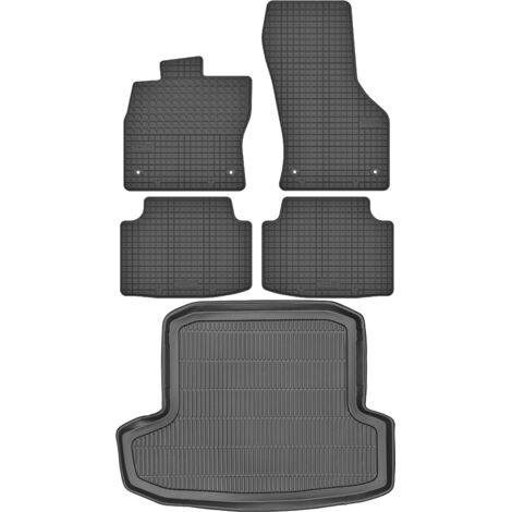 Maletero MAX-MAT 911909 + Alfombrillas MOTOHOBBY 160303 - Skoda Octavia III Kombi de 2013-2020, espacio para pies delantero AV2 - Instalado