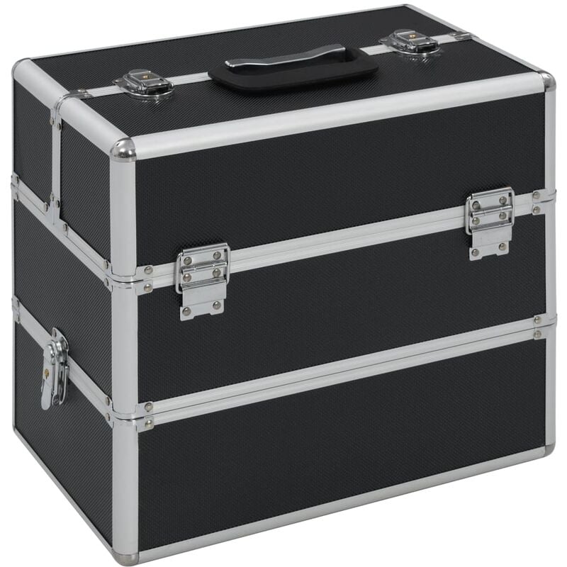 

vidaXL Maletín de maquillaje 37x24x35 cm aluminio negro - Negro