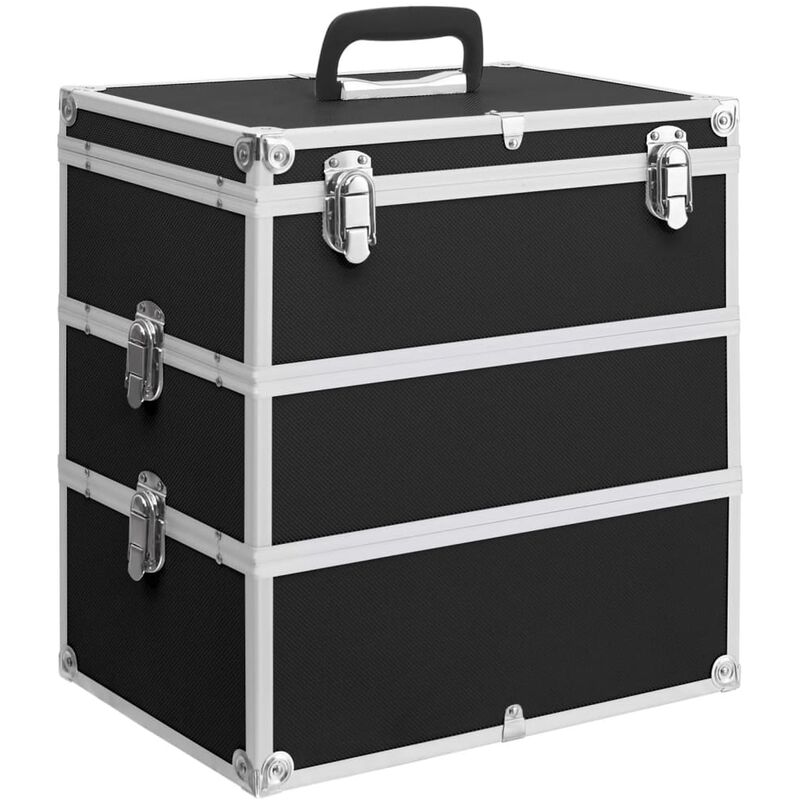 

vidaXL Maletín de maquillaje 37x24x40 cm aluminio negro - Negro