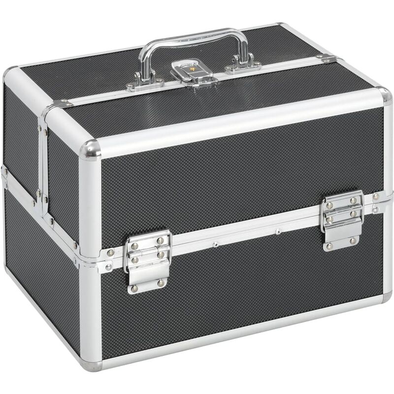

vidaXL Maletín de maquillaje aluminio negro 22x30x21 cm - Negro