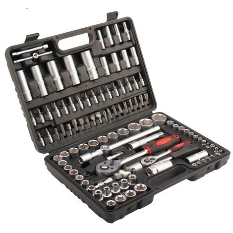 Kraftwelle - Maletín de herramientas profesional de 85 piezas de metal con  herramientas de acero al cromo vanadio, puntas destornilladores, llaves de