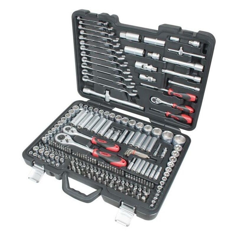 

Maletin profesional 218pzas 1/2-3/8-1/4 vasos 1/2-3/8-1/4. locksystem. - Mibricoplus