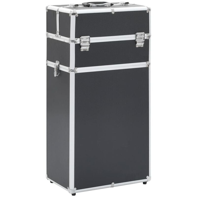 

vidaXL Maletín trolley de maquillaje de aluminio negro - Negro