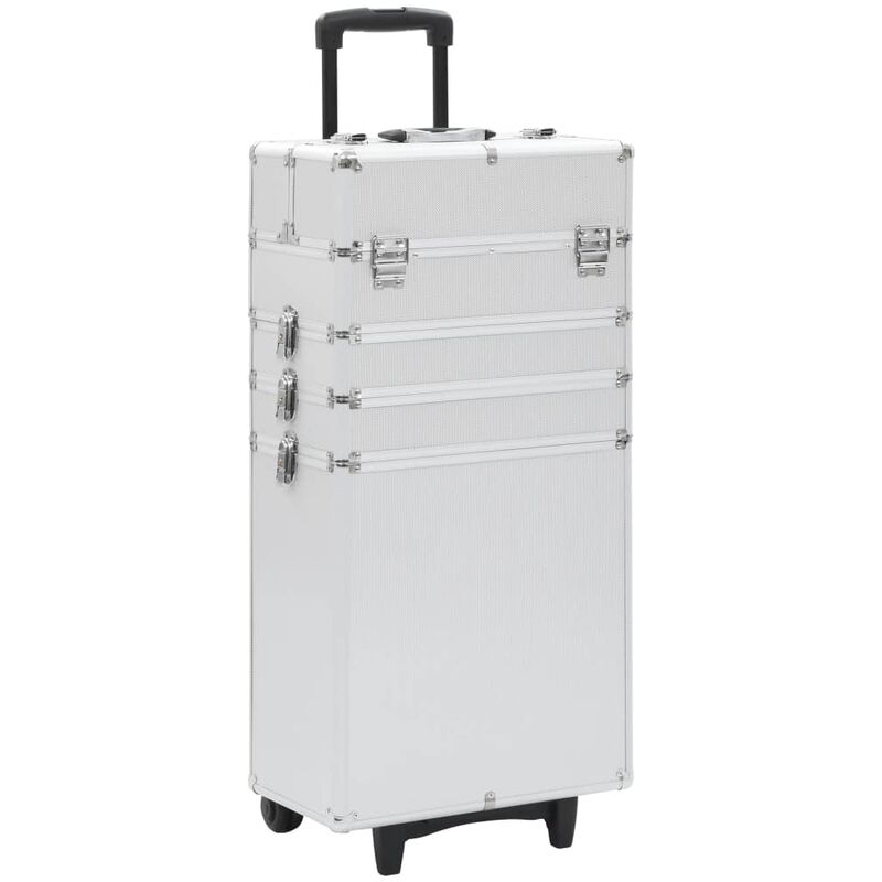 

vidaXL Maletín trolley de maquillaje de aluminio plateado - Plateado