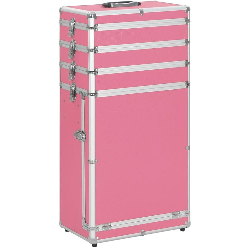 

vidaXL Maletín trolley de maquillaje de aluminio rosa - Rosa