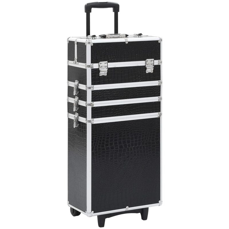 

Maletín trolley maquillaje aluminio negro estampado cocodrilo
