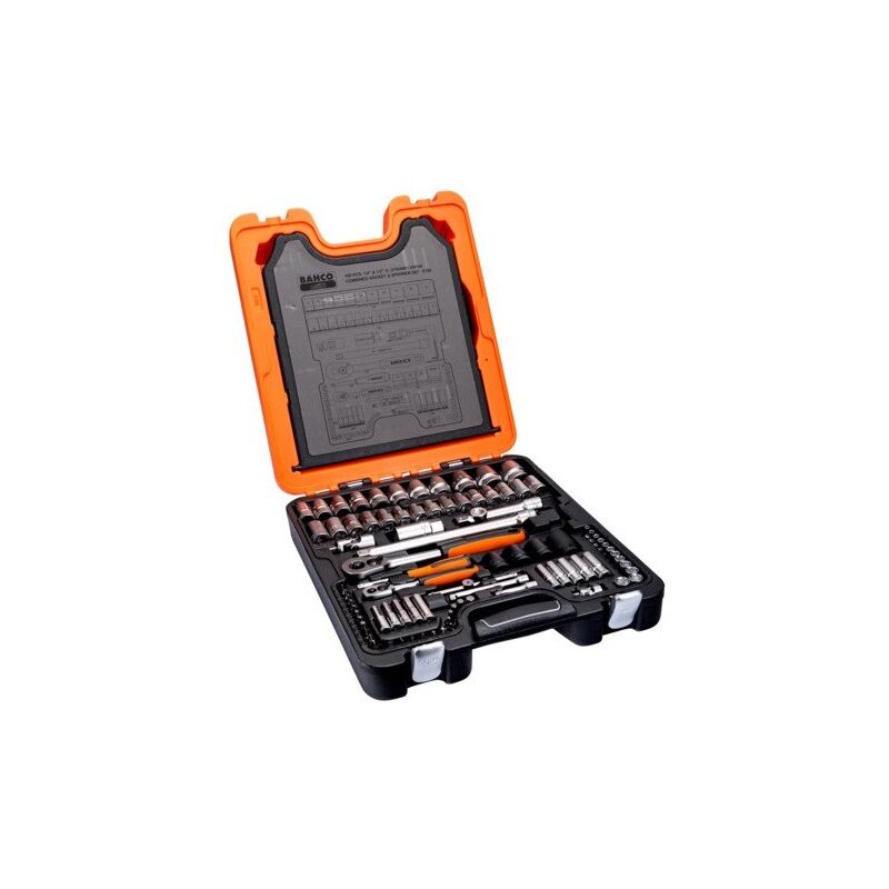 BAHCO - Jeu de douilles 1/4 et 1/2 , jeu de clés mixtes/douilles Tvis - 108 pc/coffret
