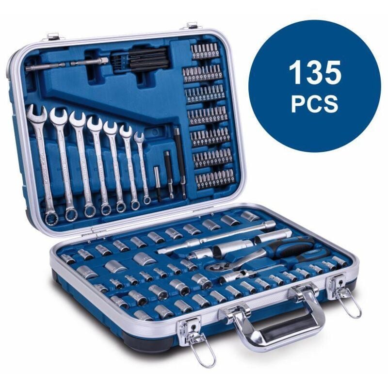 Scheppach - Malette a outils de 135 pieces - schappach - TB170 - Outils en acier chrome vanadium - Mallette verrouillable