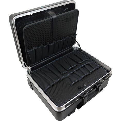 Malette à outils vide en plastique ABS – Dimensions 50x43x20,5 cm – Charge utile 30 kg – 2 palettes avec poches – 610L – Famex