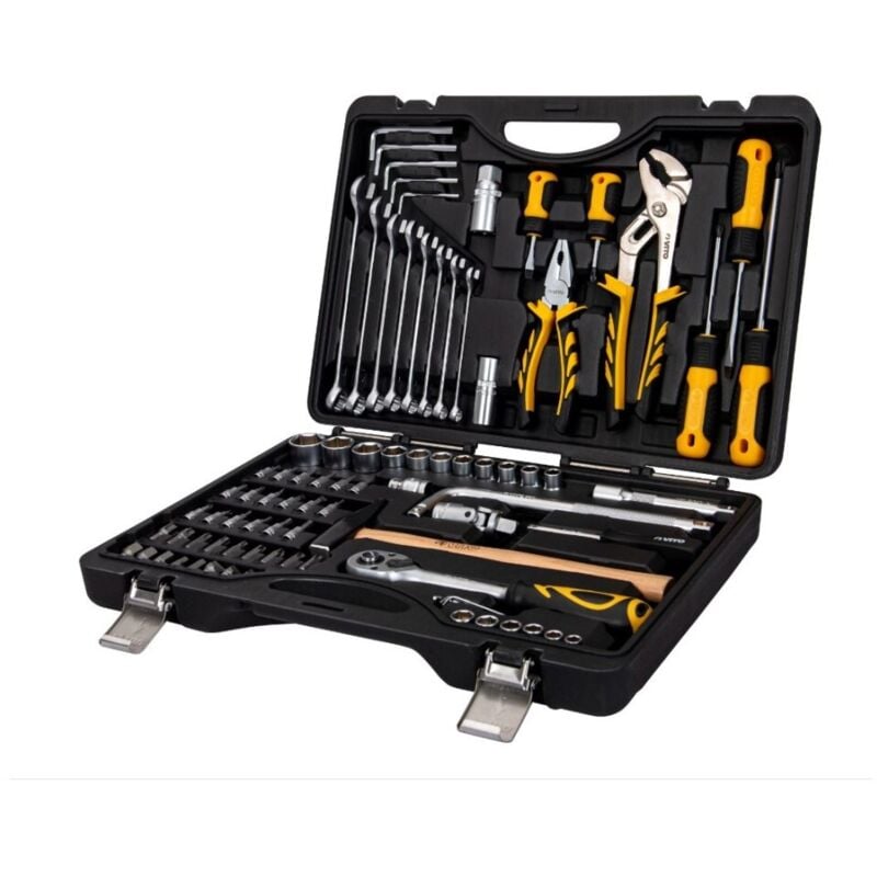 Malette à outils 84 pièces Chrome vanadium Boite à outils Finition chromée satinée VITO