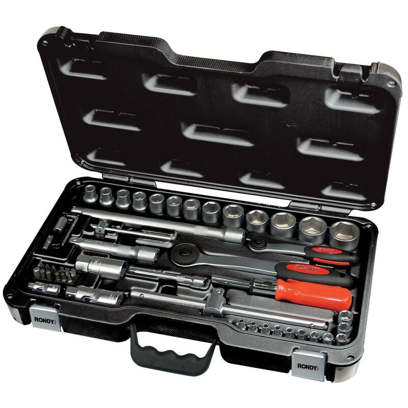 Rondy - Malette plastique 24 Douilles 52 piéces chromé