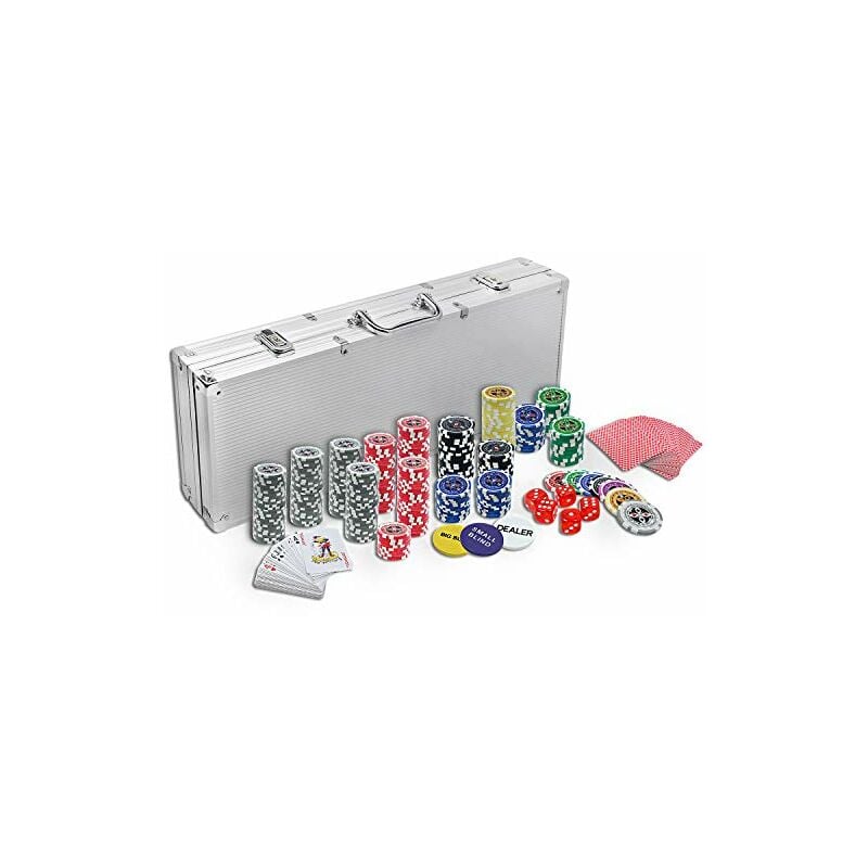 Naizy - Malette professionnelle de Poker 500 jetons laser Coffret de Poker - Coffret en aluminium argenté
