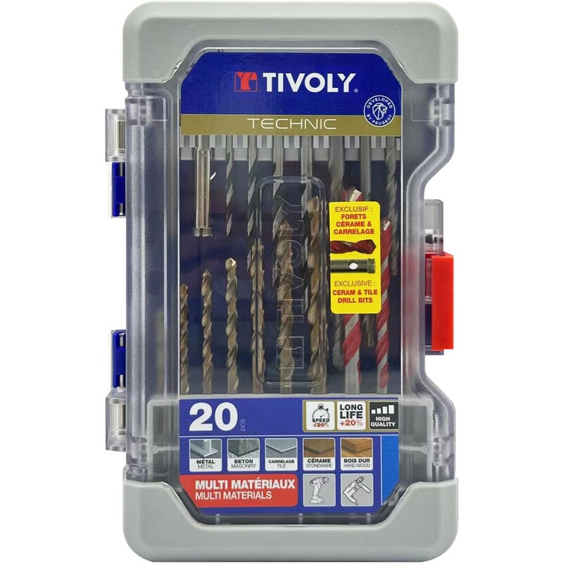 Tivoly - Mallette Ranger 20pcs Mixte Perçage Métal/Bois/Béton/Carrelage/Ceram