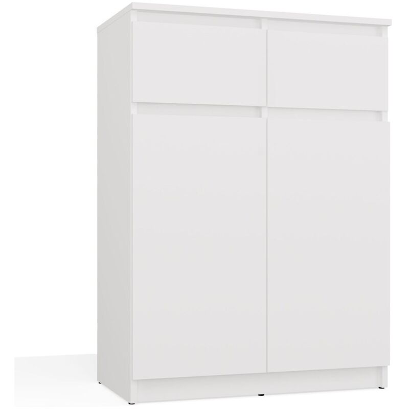 MALEX - Commode moderne 97 cm 2 portes & 2 tiroirs - Blanc MALEX - Commode moderne 97 cm 2 portes & 2 tiroirs - Blanc