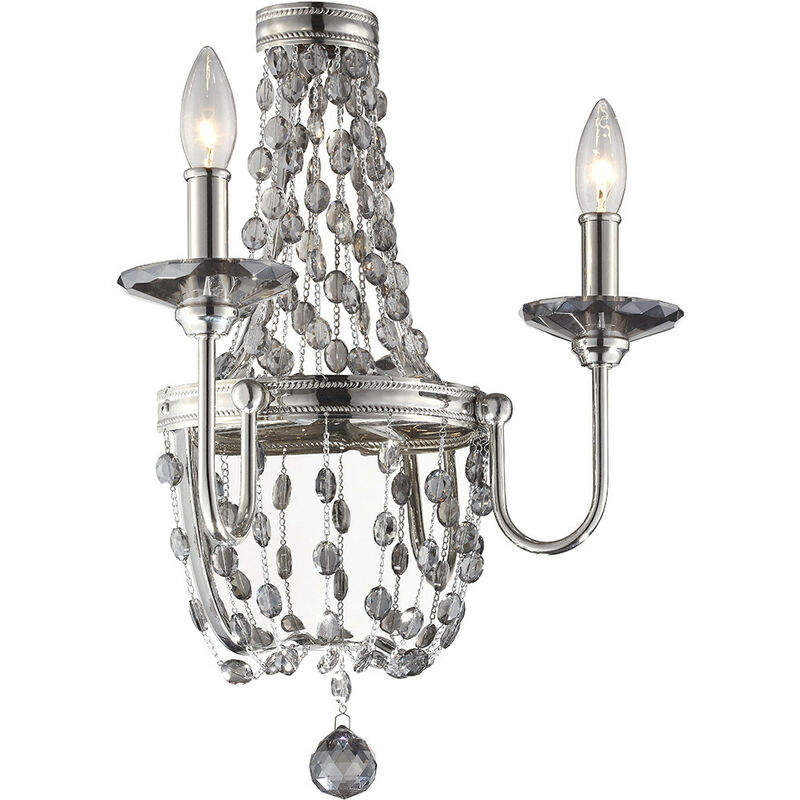 2 Light Indoor Candle Wall Light Polished Nickel, E14 - Elstead