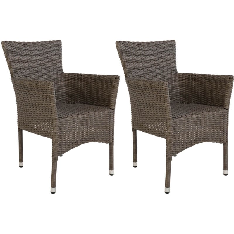 MALIBU - Lot de 2 Fauteuils de Jardin en Rotin Synthétique Gris