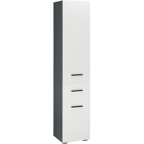 Malika-Armoire 2 portes 1 tiroir en blanc anthracite