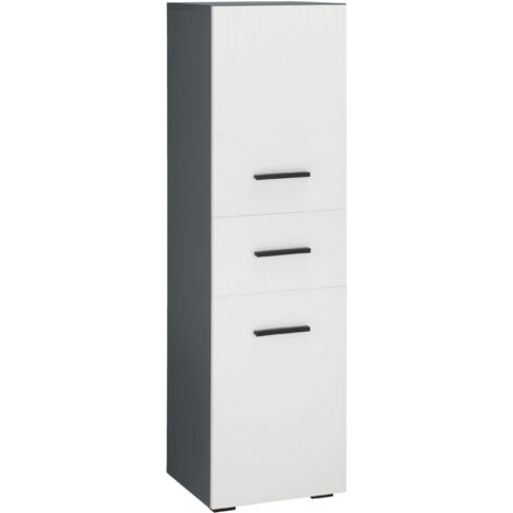 Malika-Armoire 2 portes 1 tiroir en blanc anthracite