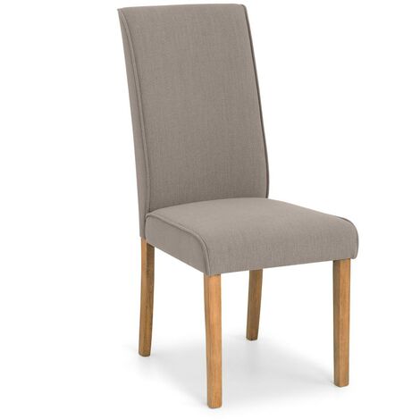 Malissa Taupe Brown Linen Fabric Dining Chairs - Oak Coloured Legs - Set Of 2
