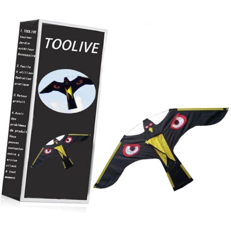 TOOLIVE Mall Bird Scarer, 2PCS Fake Owls to Keep Birds Away, Dual-Side Printed Raster Fake Hawk Eagle to Keep Birds Away from Garden Patio Windows